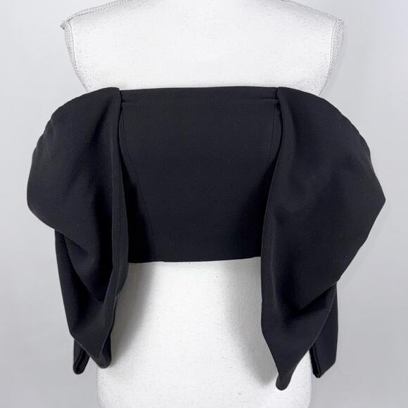 Toccin x RTR Women's Bow Sleeve Off Shoulder Crop Top Size 2 Black - Picture 2 of 12